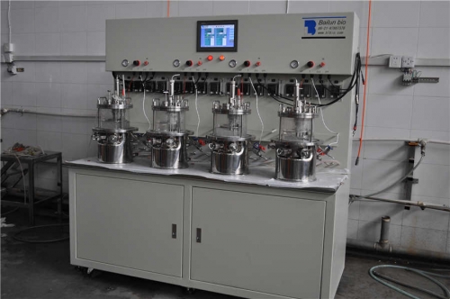 Quadruple-situ sterilization magnetic stirring glass fermenter